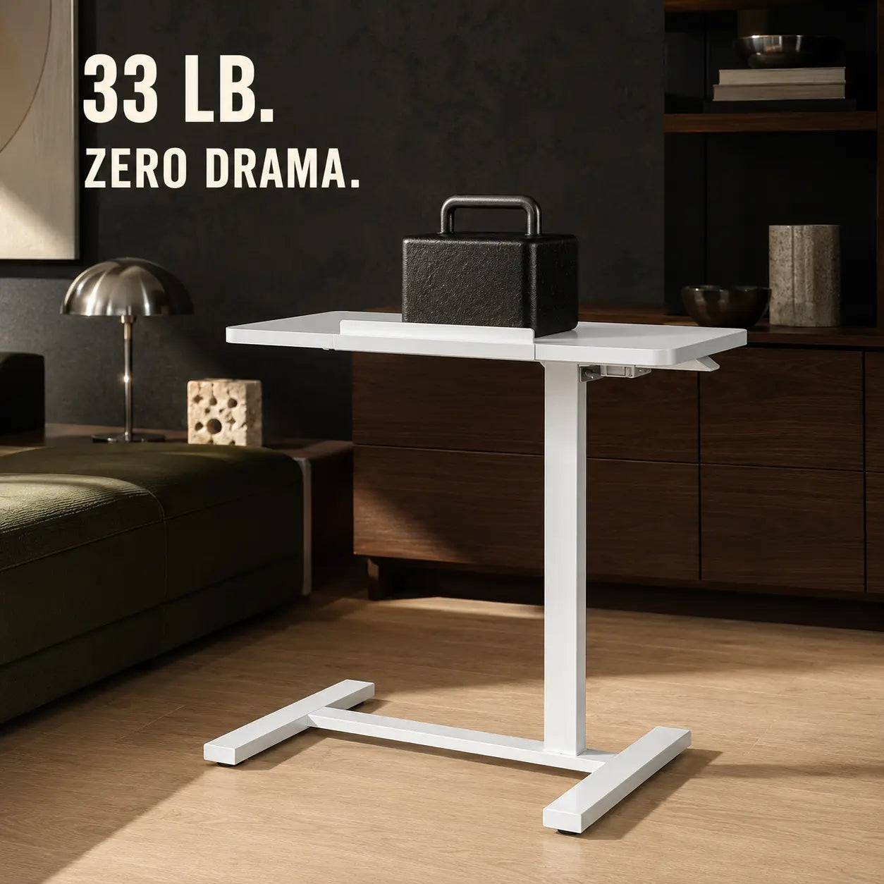 Measured drawing of the mobile workstation showing its overall dimensions and footprint